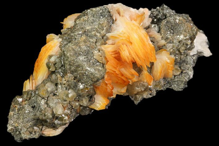 Cerussite Crystals with Bladed Barite on Galena - Morocco #82352